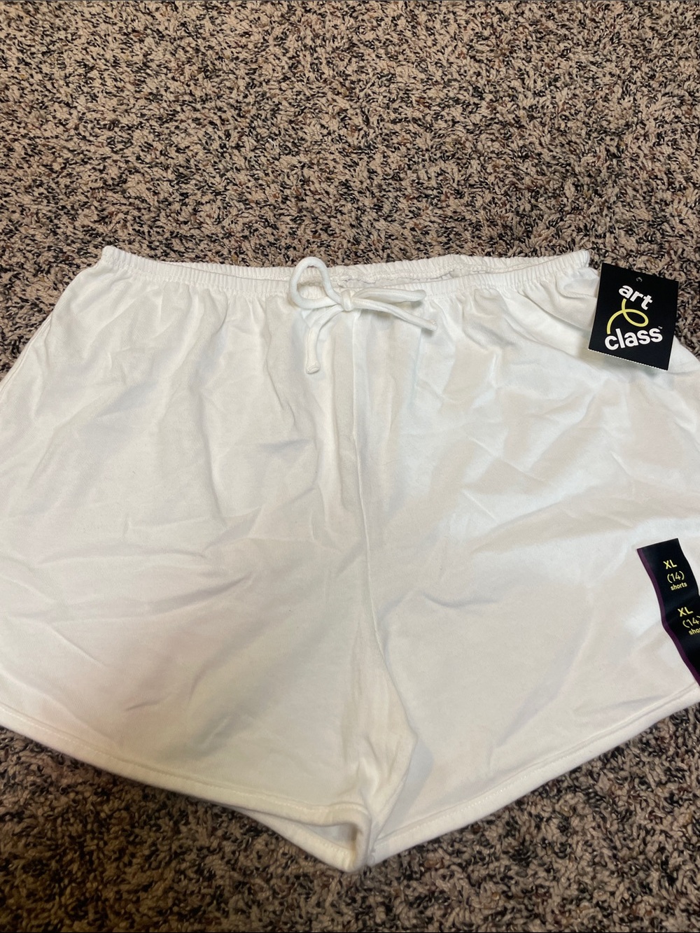 Art Class Casual White Cotton Pull On Elastic Waist Lounge Shorts Sz 14 Girls